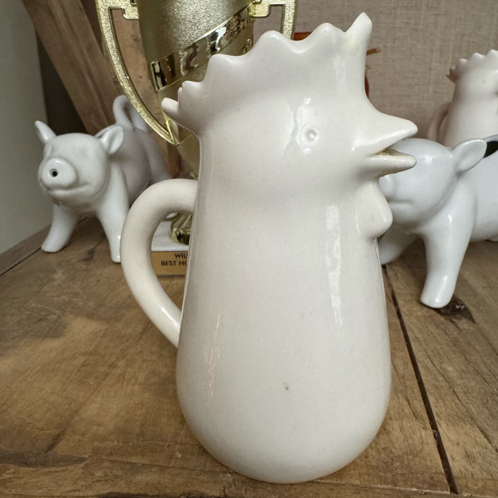 White Ceramic Rooster Pitcher